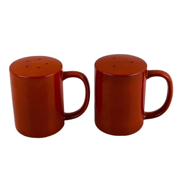 Vintage Otagiri Salt & Pepper Shaker Set Burnt Orange 4" Stoneware OMC‎ Japan - Picture 1 of 9